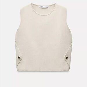 🆕Zara Cream Tank Top with Cut Out Details